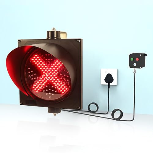 300 mm (12 Zoll) Industrielle Verkehrsampel mit rotem X/grünem Pfeil, rot/grüne Stop-and-Go-Ampel, wasserdichte IP54-Industriesignalleuchte mit Controller, für Straßen, Mautstellen (Größe: 10 m Verl