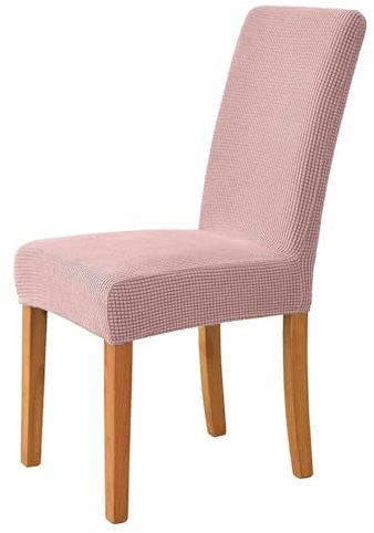 PIZZZENO Coprisedia in tessuto jacquard, elasticizzato, con schienale lungo, per sedie da sala da pranzo, matrimoni, rosa, taglia unica