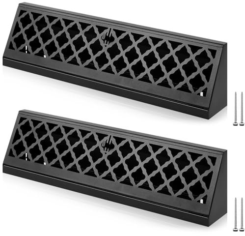 Blulu 1 Pcs 15 Inch Baseboard Register Duct Opening Size Modern Design Vent Covers for Home Floor Wall Baseboard Air Covers Supply Floor Baseboard Diffuser Including Screws (Black)