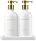 Janxin 500ml Distributeur de Savon en Verre avec Plateau Distributeur, Distributeur Savon Verre, Distributeur De Savon Set, Convient pour la Cuisine, La Douche(Flacon Blanc + tête dorée)