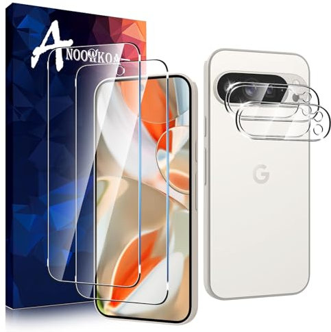 Anoowkoa 2+2 Pack for Google Pixel 9 Pro XL Screen Protectors and Camera Lens Protectors Guard Tempered Glass Film, Anti Fingerprints Protective Film