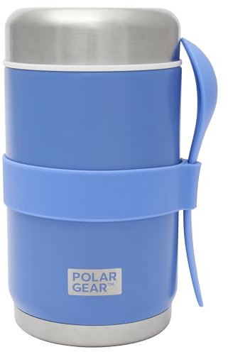 520ml Insulated Food Flasks For Hot Food – Double-Wall Stainless Steel Hot Food Flask With Spoon – Thermal Lunch Box keeps Meals Drinks Hot or Cold for 6 Hours – Leakproof Soup Containers (Cornflower)