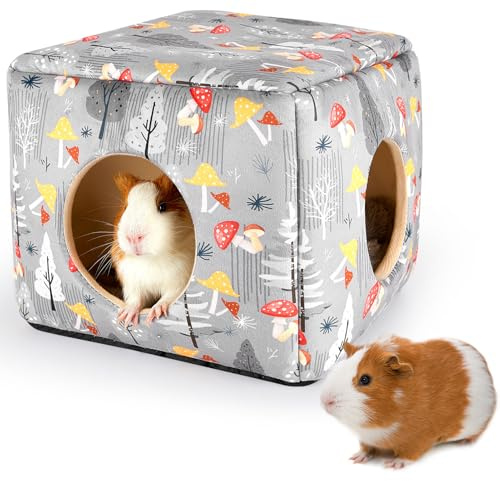 Hedgeink Meerschweinchen Haus 2 eingange – Waschbares Kaninchenbett & Kuschelhöhle – Versteck für Kaninchen, Chinchilla, Hamster, Frettchen & kleine Haustiere – Warm & rutschfest
