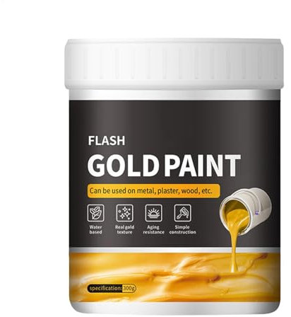 Peinture dorée liquide – 300 g de peinture à séchage rapide, peinture dorée pour murs | Peinture à séchage rapide, finition dorée durable pour métal, bois, plâtre, fournitures artistiques pour