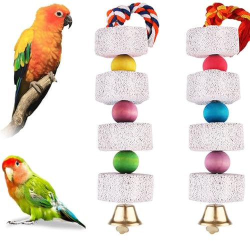 YIMINI 2 Unidades Periquito Pico Piedra, Juguete para Masticar Pájaros, Pájaro Masticar Juguetes, Piedra De Molienda De Pico De Loro, Juguetes Masticables De Loro, para Cacatúa, Periquito