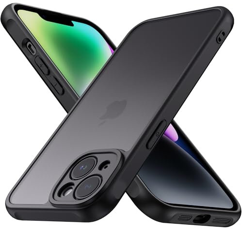 Mugust Matt Hülle für iPhone 14, Handyhülle Mattierte Durchscheinende Rückseite Schutzhülle für iPhone 14 (Schwarz)