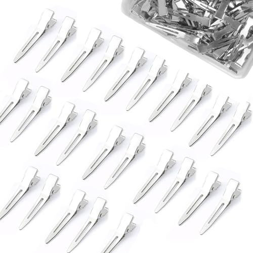 Gekamoyue 25 pezzi Becchi di Cicogna in Metallo, 1,8 Pollici Fermagli per Capelli Donna, Clip di Anatra con Scatola per Capelli Styling dei Capelli(Argento)