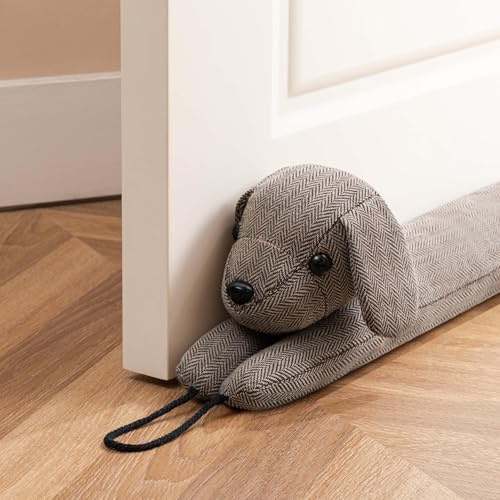 HBselect Zugluftstopper für Türe, Quader Türdichtung Unten, Zugluftstopper Windstopper Schutz vor Luftzug und Lärm Geeignet für Türen und Fenster Brauner Hund 86 cm