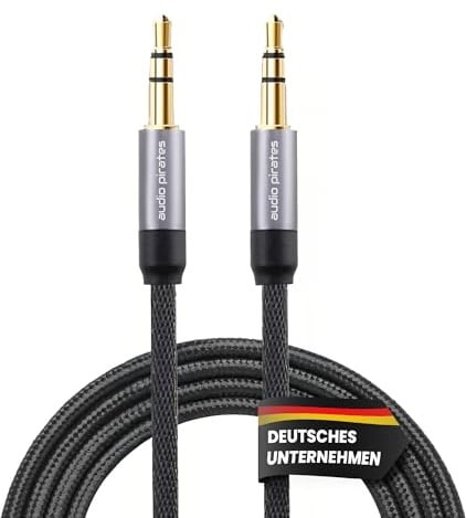 audio pirates Klinkenkabel 3,5mm AUX (1m/2-Pack) Allround-Klasse | Hi-Fi Sound, 24K vergoldete Stecker, doppelt geflochtenes Nylon, 2x Abschirmung, OFC-Leiter, universell kompatibel