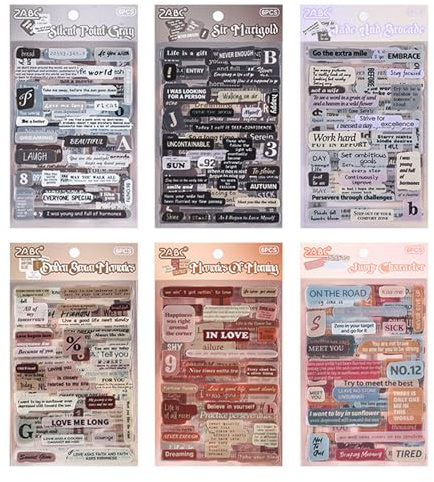 800 Stück Sticker Sprüche, 36 Sheets Scrapbook Aufkleber Stickers, Aesthetic Scrapbook Zubehör, Für Diy Fotobuch Tagebuch Journaling