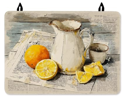 Lemon Stove Top Cover for Electric Stove, Vintage Rustic Orange Pitcher Summer Yellow Washable Stovetop Cover Board for Glass Surface Kitchen Countertop Decor 28x20 Inch