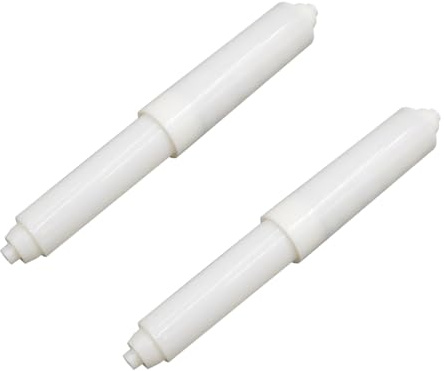 2 Pcs Spring Loaded Toilet Paper Holder Insert - Adjustable Plastic Replacement Spindle for Bathroom WC, Tool-Free Installation, Universal Fit for Standard Toilet Roll Holders (White)