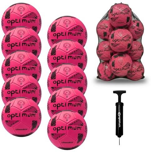 Optimum Classico Football Bulk Pack for Indoor/Outdoor Training & Matches | Elite match ball available in sizes 3-5; packs of 10-25 with bag & ball pump. Crafted for a sharp touch & consistent strike.