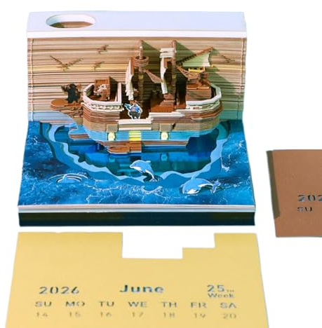 3D Kalender 2026 Kreativer Schreibtischkalender Papierskulptur
