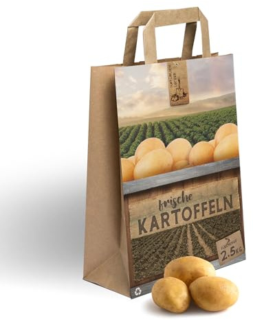 750 Papiertragetaschen Kartoffeln 2,5kg Papiertaschen Kartoffeln Papiertüten Flachhenkel