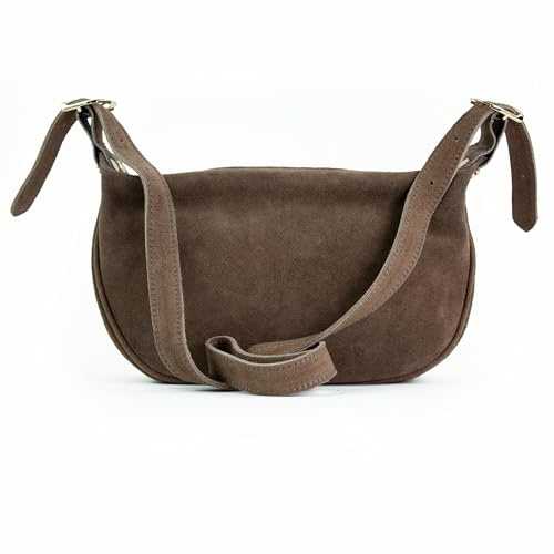 lePelou Wildleder Handtasche, kleine Wildleder Umhängetasche mitverstellbarem Schultergurt, Crossbody Tasche, kleine Handtasche aus Veloursleder