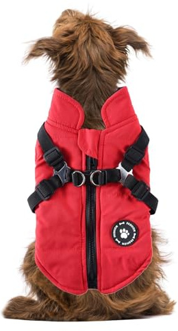 Hundemantel mit Geschirr, wasserdichte Jacken mit Geschirr und D-Ringen, warme Haustierjacke, kleine Hundeweste, Welpen, Winter, kaltes Wetter