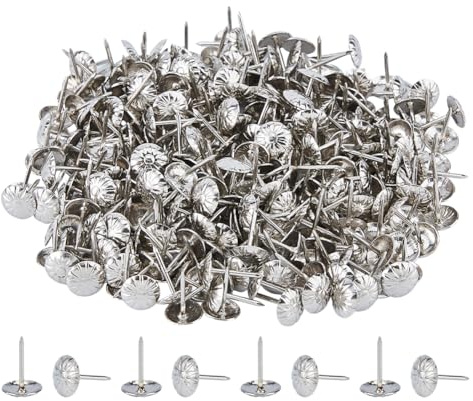 SUPERFINDINGS 400 Stück Polsternägel Runde Blumen Vintage Polsternägel Silber Polster Dekorative Nägel Sofa Schaumstoff Nägel für Stuhl Bett Möbel Dekoration