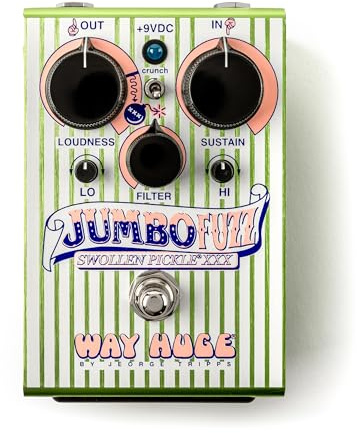 WAY HUGE - WHE407 Jumbo Fuzz Swollen Pickle MKIII; Fuzz Pedal für Gitarre; Sustain-Steuerung; Filter; Loudness; Crunch; Clip; True Bypass; Stromversorgung 9 V