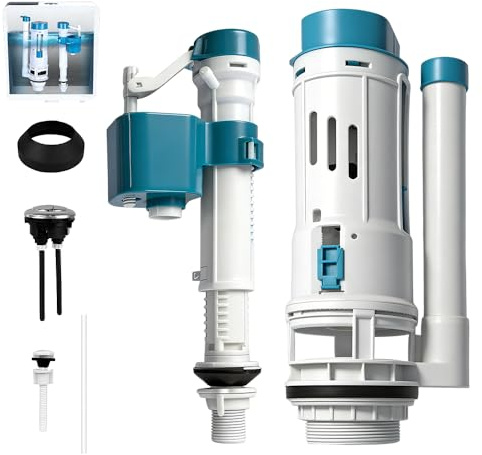 Toilet Flush System Replacement, Toilet Cistern Flush Partswith Fill Valve and Flush Valve, Adjustable Toilet System Replacement Kit for Toilet Repair DIY Projects Efficient Water Saving