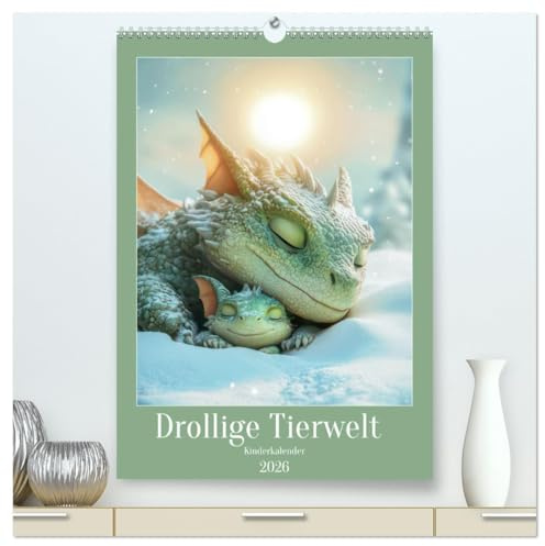 Drollige Tierwelt - Kinderkalender (hochwertiger Premium Wandkalender 2026 DIN A2 hoch), Kunstdruck in Hochglanz: Tierwelt im Disney Pixar Stil (CALVENDO Tiere)