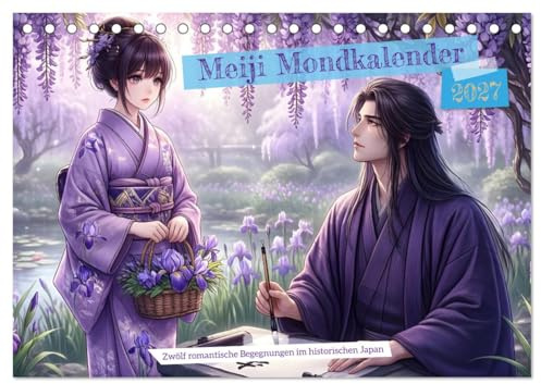 Meiji Mondkalender (Tischkalender 2027 DIN A5 quer), CALVENDO Monatskalender: Zwölf romantische Begegnungen im historischen Japan (CALVENDO Menschen)