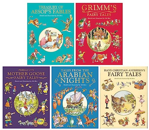 Fairy Tale Treasuries Series by Val Biro 5 Books Collection (Treasury of Aesop's Fables, Grimm's Fairy Tales, Charles Perrault's Mother Goose Fairy Tales, Tales from the Arabian Nights & 1 More)