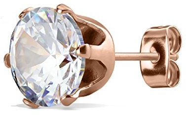 Tapsi´s Coolbodyart® Damen Ohr Stecker Edel Stahl Rose Gold Zirkonia Aurora Borealis 3mm
