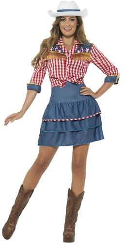 Smiffys Rodeo Doll Costume, Blue, L - UK Size 16-18