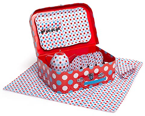 Bigjigs Toys Gepunktetes Teeservice im Koffer