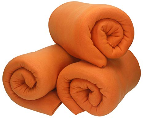 Betz 3 Stück Fleecedecke Kuscheldecke Wohndecke in Größe 130x170 cm Qualität 180 g/m Farbe orange
