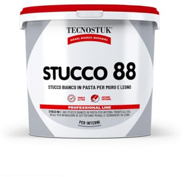 TECNOSTUK Stucco 88, 5 Kg Bianco – Stucco Bianco in Pasta per Muro e Legno | Adesivo, Resistente e Pronto all’Uso