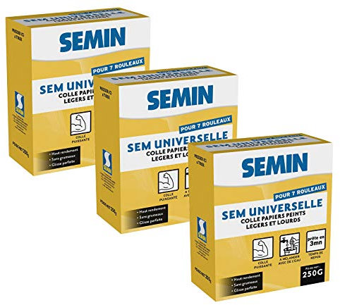 Sem-Universelle, Colle en Poudre pour Papiers Peints Légers et Lourds, Intérieur, Boite 250 g (Lot de 3)