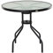 Outsunny Tavolino da Giardino con Piano in Vetro Temperato e Foro per Ombrellone Acciaio Ф80 x 72 cm Nero