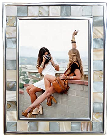 GIFTME 5 Mother of Pearl Picture Frame 5x7, Grey+White, 1pc