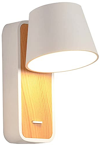 Artpad 7W Neutralweiß LED Nordic Wandleuchte mit Holzsockel und Schalter Nordic Holz Wand Leselampe Nachttreppe Korridor Wandleuchten Leuchte(Glühbirne nicht enthalten)