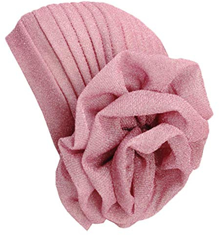 Luxus dehnbarer Glitzer Blume Chemo Beanie Haarausfall Turban, rose, Einheitsgröße