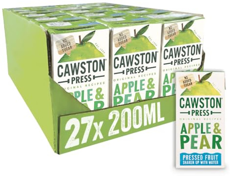 Cawston Press, Apple Pear Kids Fruit Water Cartons 200ml Pack of, 1 count, (Pack of 27)