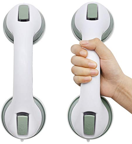 2 Stück Duschgriff Saugnapf, Kunststoff Badewannengriff OHNE Bohren Aufstehhilfe Extra Stark Griffstange Rutschfest Handgriff Mobiler Haltegriff Portable Wannengriff für Kind ältere Menschen