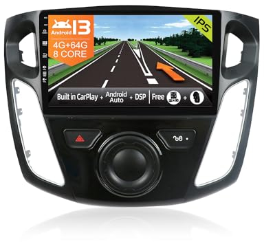 JOYX Android 14 Autoradio Passt für Ford Focus (2012-2017) - [4G+64G] - Eingebaut DSP/Carplay/Android Auto - LED Rückfahrkamera MIC KOSTENLOS - 9 Zoll 2.5D - Mit Lenkradsteuerung 4G WiFi BT5.0 DAB