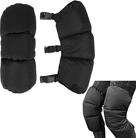 Ginocchiere invernali per moto, termiche, antivento, regolabili, parastinchi, ginocchiere, antiscivolo, leggere, ginocchiere, supporto per ciclismo, equitazione, sci, Nero con fibbia, Taglia unica