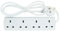 Extension Plug 4 Way Socket Long Extension Lead Mains Powers Gang Way Adapter Surge Protection With 1 Meter White Power Cable Strip Socket For Home Office (1, 1 meter)