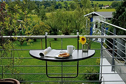 Beauty.Scouts Balkon-Hängetisch Urup anthrazit halbrund 100x50cm Gartentisch Tisch Klapptisch Balkon Terrasse Outdoor Garten Gartenmöbel Balkonmöbel Möbel