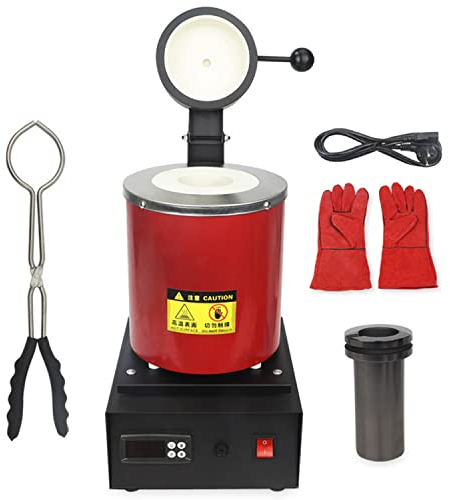 YILEFU Horno de fusión eléctrica 1KG/2KG/3KG 1800W Horno de Fusión de Oro Fundición de Horno Refinación Joyería Fundición de Metal para fundir chatarra Plata Cobre Aluminio,110V-2KG