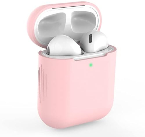 Silicone Protective Case/Cover Compatible with AirPods 1 & 2 [Light Pink]