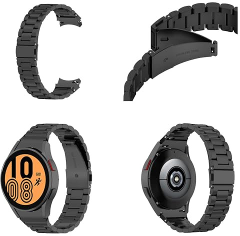 Wigento Für Samsung Galaxy Watch 6/5 / 4 40 44 mm/Watch 5 Pro 45mm / Watch 6/4 Classic 43 47 mm / 42 46 mm Deluxe Stahl Ersatz Armband Muster 6 Stahl Smart Uhr