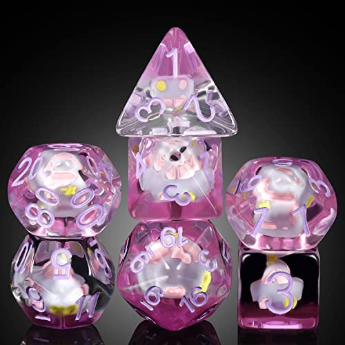 Purple Car Dice Set D&D, DNDND Resin 7 DND Die with Velvet Pouch for Dungeons and Dragons D&D Rolling Games and Tabletop Games(Car)