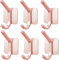 QNIIAED Self Adhesive Hooks，6 Pcs Strong Metal Double Sticky Hook On Wall Door Closet Bathroom Kitchen Bedrooms for Tea Towel Coat Hat(Rose gold)