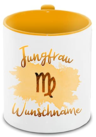Tasse personalisiert mit Namen und Sternzeichen Jungfrau | Motiv-Tasse mit Tierkreiszeichen und Wunschnamen