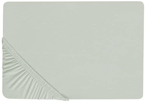 Spannbettlaken Baumwolle hellgrün 160 x 200 cm Steghöhe 30 cm mit Gummizug Janbu